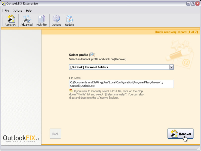 OutlookFIX Outlook PST Repair 2.48 Screenshot