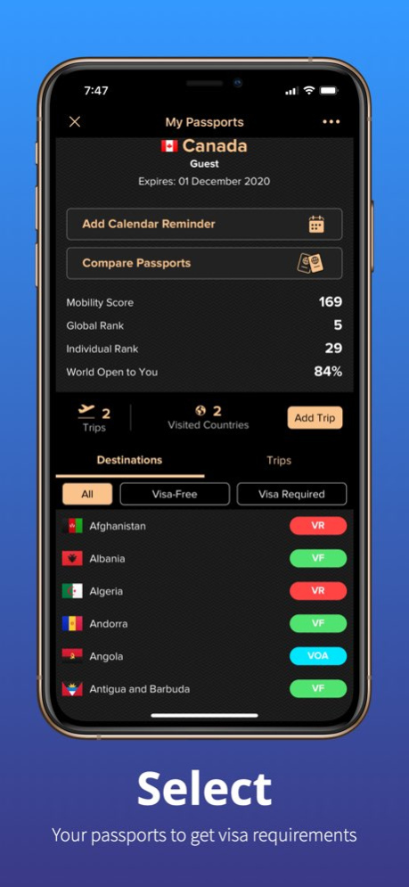 Passport Index 1.21.5 Screenshot