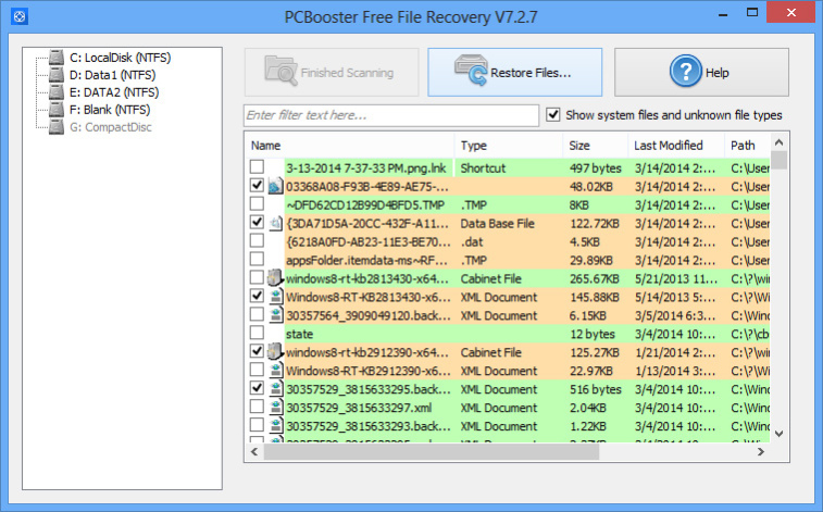 PCBooster Free File Recovery 7.6.6 Screenshot