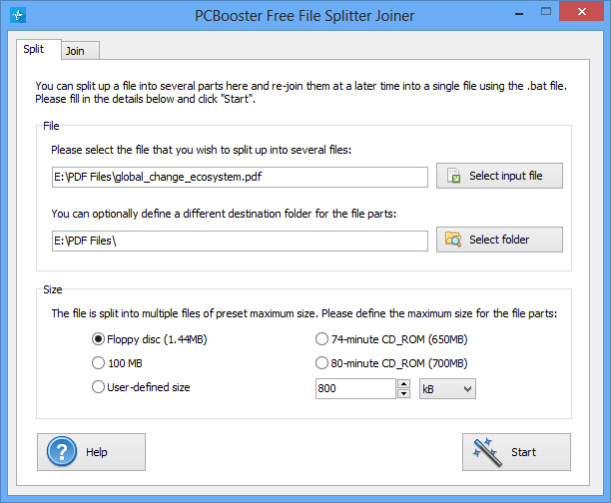 PCBooster Free File Splitter Joiner 7.6.6 Screenshot