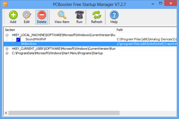 PCBooster Free Startup Manager 7.6.6 Screenshot