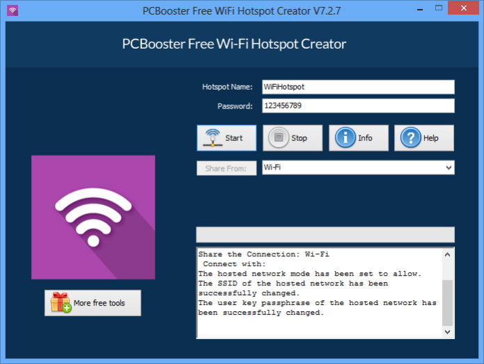 PCBooster Free Wi-Fi Hotspot Creator 7.6.6 Screenshot
