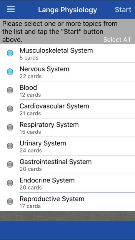 Physiology Lange Flash Cards  Screenshot