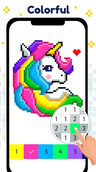 Pixel Art Color by number Game 7.7 Screenshot
