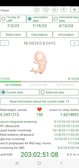 Pregnancy Calculator+Calendar 1.113 Screenshot