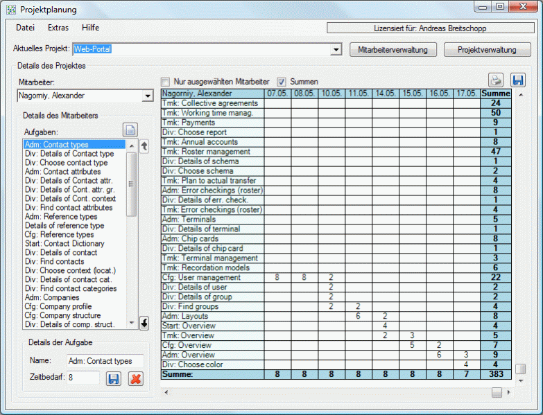 Projektplanung 1.2.2 Screenshot
