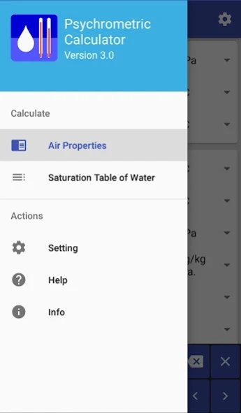 Psychrometric Calculator 4.0 Screenshot