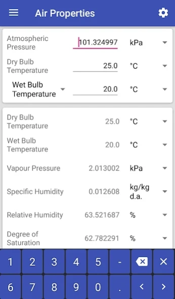 Psychrometric Calculator 4.0 Screenshot