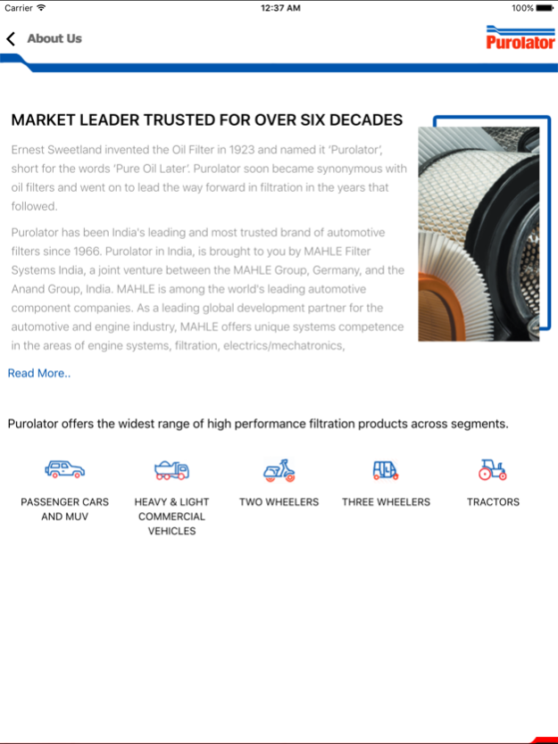 Purolator Filters Tab 1.3 Screenshot