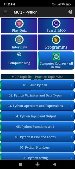 Python MCQ Programs Interview  Screenshot