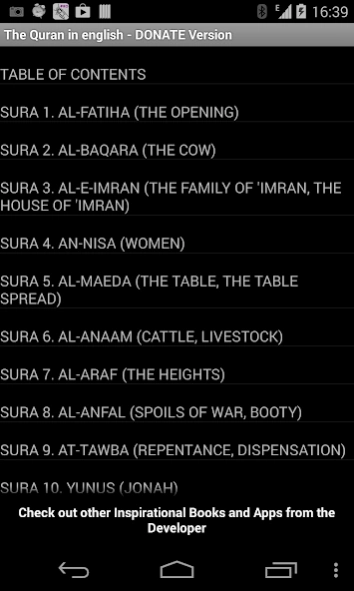 Quran in English DONATE  Screenshot