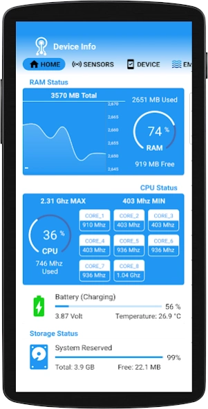 Device Info: CPU, RAM, Storage 101.10 Screenshot