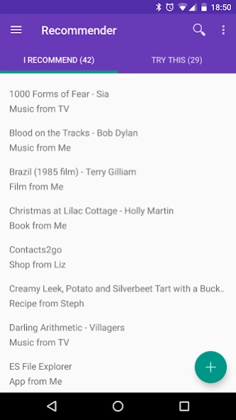 Recommender  Screenshot