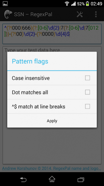 RegexPal 1.5 Screenshot