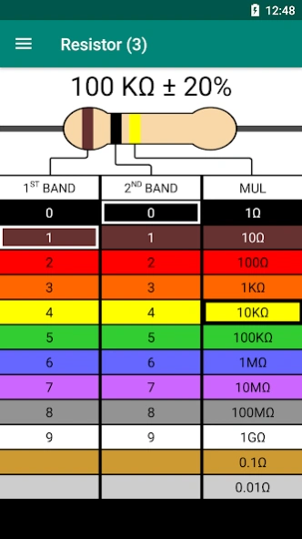 Resistor Color Code Calculator 1.1 Screenshot