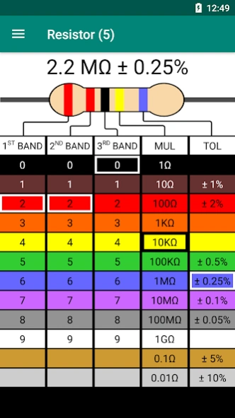 Resistor Color Code Calculator 1.1 Screenshot