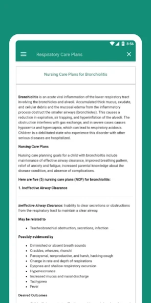 Respiratory Nursing Care Plans 1.4 Screenshot