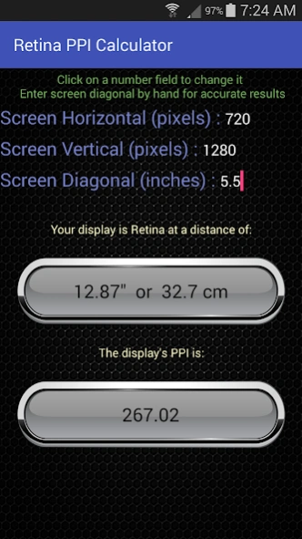 Retina Calculator  Screenshot