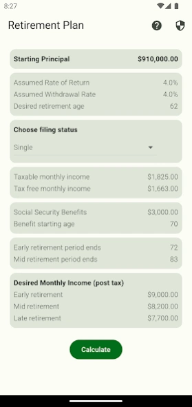 Retirement Planner  Screenshot