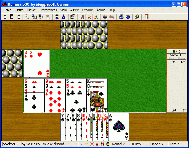 Rummy 500 by MeggieSoft Games 2008 Screenshot
