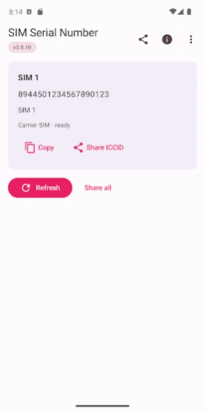 SIM Serial Number (ICCID) 3.0.10 Screenshot