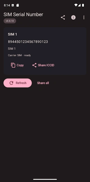 SIM Serial Number (ICCID) 3.0.10 Screenshot