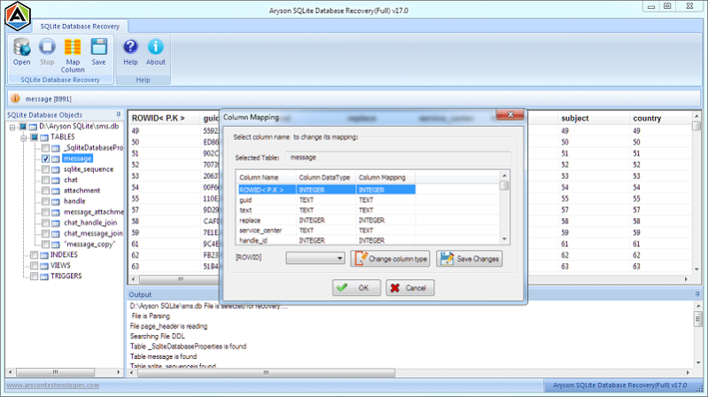 Aryson SQLite Database Recovery 22.5 Screenshot