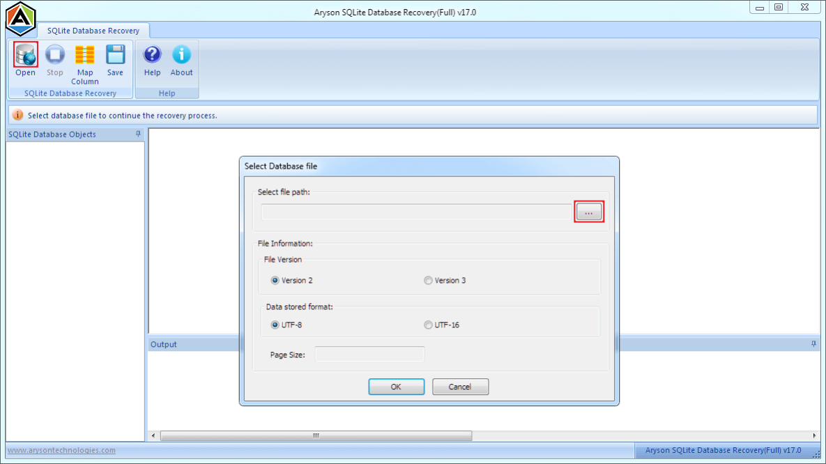 SQLite Database Repair Tool 18.0 Screenshot