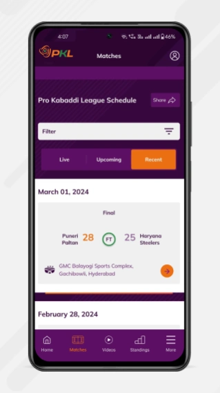 Pro Kabaddi Official App 6.1 Screenshot