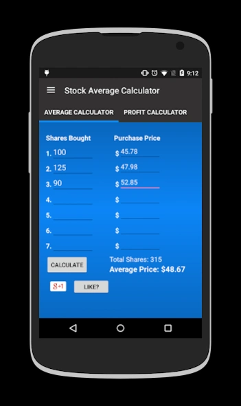 Stock Average Calculator  Screenshot