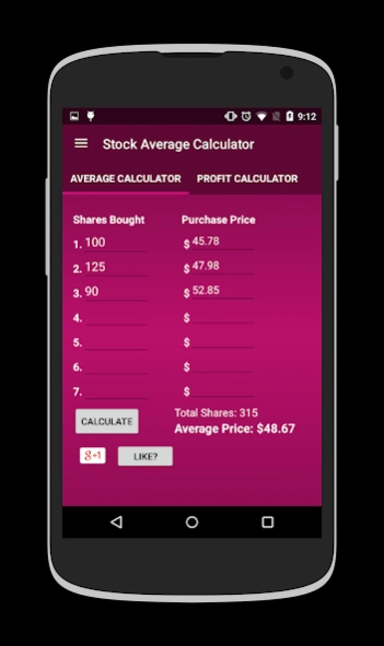 Stock Average Calculator  Screenshot