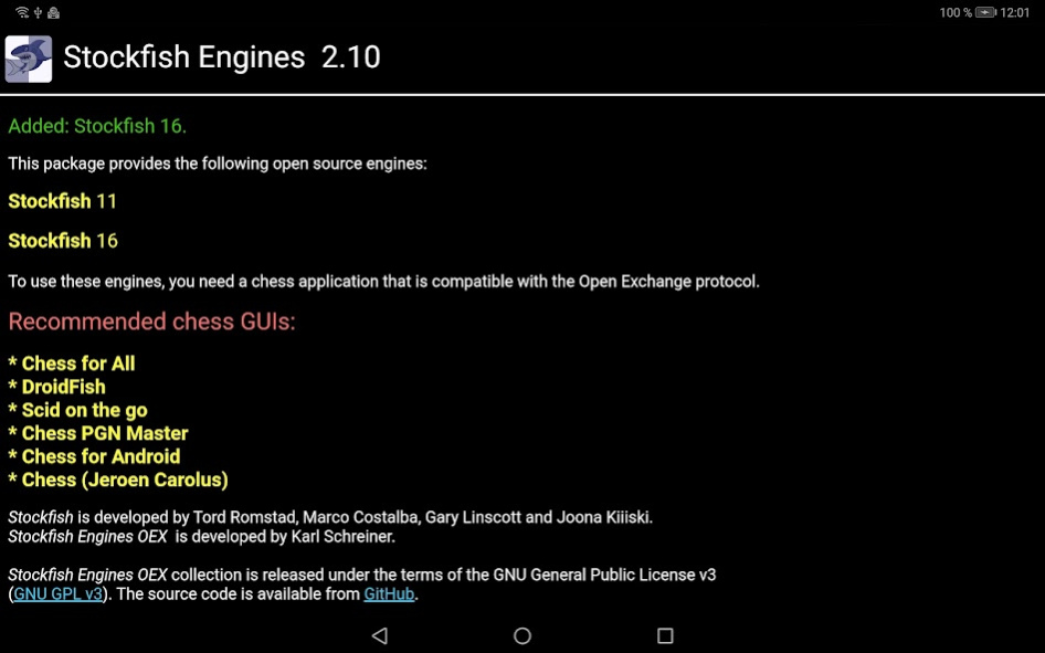 Stockfish Engines OEX 2.10 Screenshot
