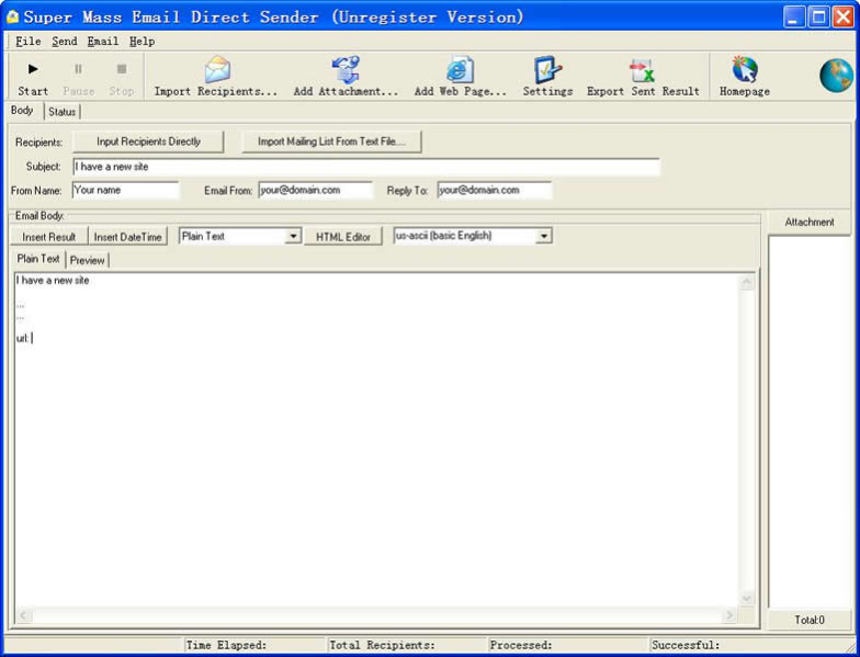 Super Mass Email Direct Sender 2.11 Screenshot