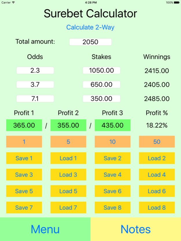 Surebet Calculator Pro 4.1 Screenshot