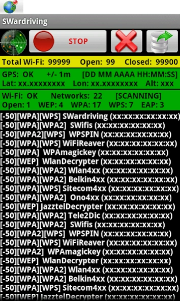 SWardriving. Wi-Fi Wireless. 1.3 Screenshot
