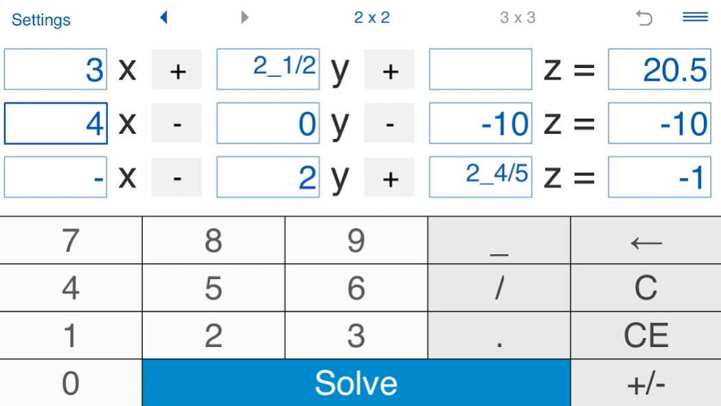 System of Equations Solver 3.2.8 Screen Records 2