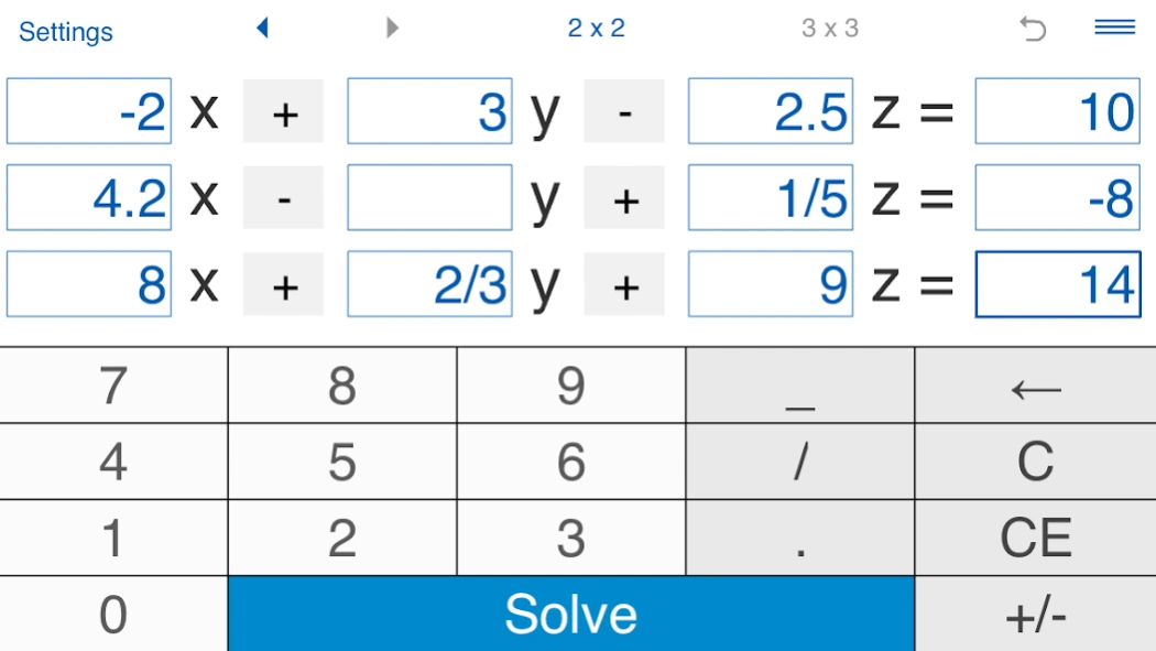 System of Equations Solver 3.2.8 Snaps 1