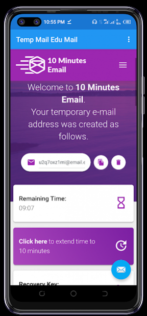 Temp Mail 10 minutes Edu Mail 3.0 Screenshot