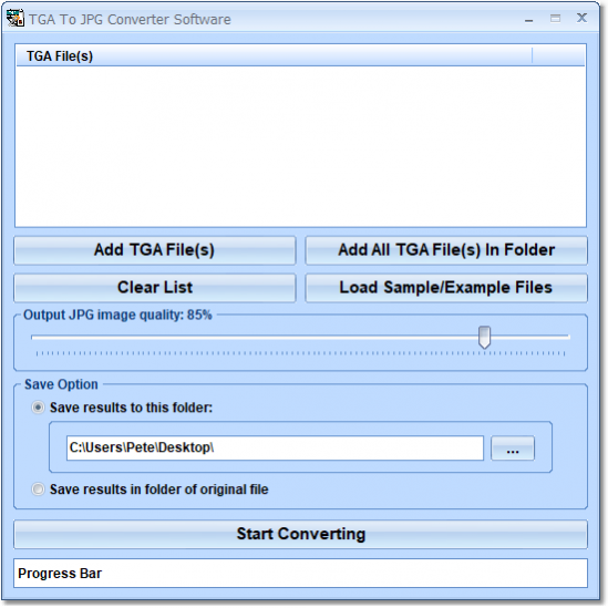 TGA To JPG Converter Software 7.0 Screenshot