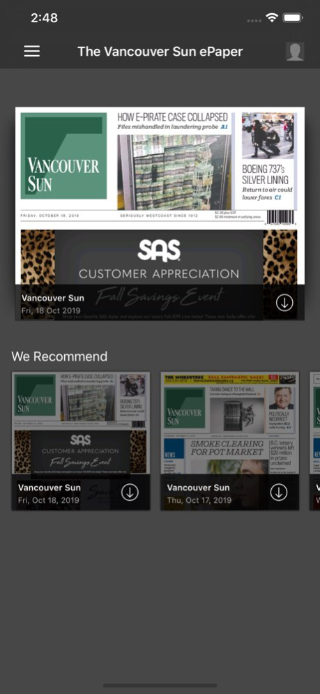 The Vancouver Sun ePaper 8.3 Screenshot