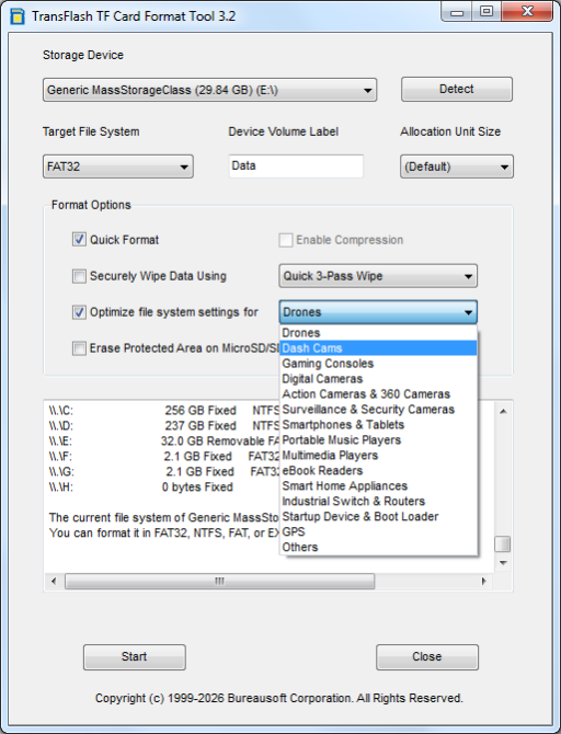 TransFlash TF Card Format Tool 3.2 Screenshot