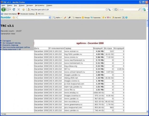 TRC - Squid Log Analyser 1 Screenshot