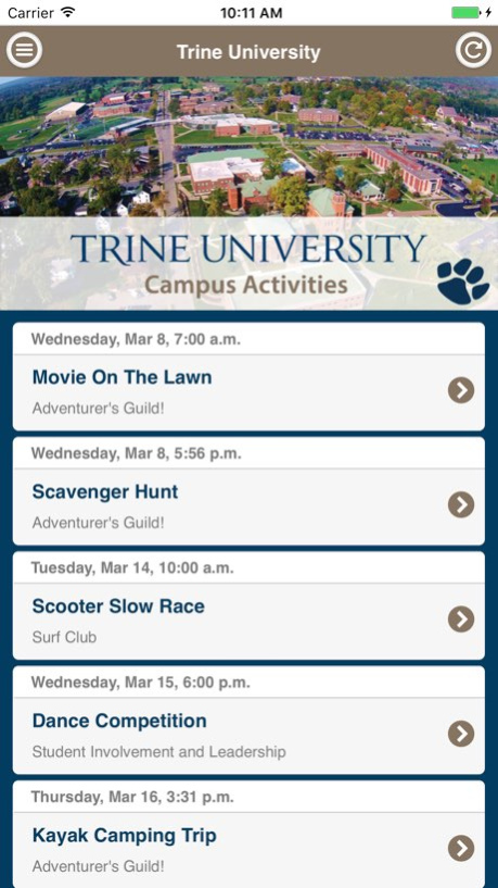 Trine University Campus Activities  Screenshot