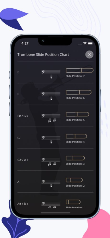 Trombone Slide Position Chart 1.3.2 Screenshot