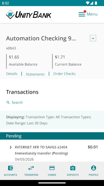 UNITY BANK MOBILE BANKING  Screenshot