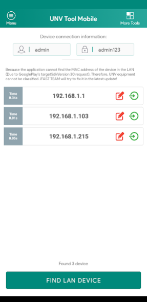 UNV Tool Mobile 1.0.0 Screenshot