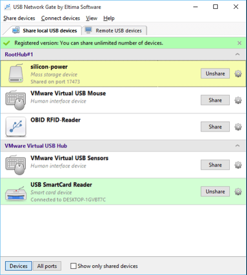 USB Network Gate 7.0 Screenshot