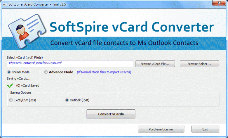 vCard Import for Outlook 3.95 Screenshot