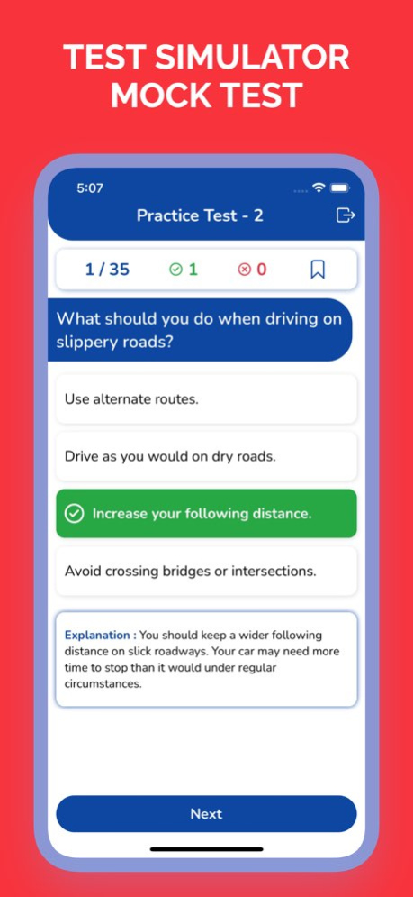 Virginia VA DMV Permit Test 4.2 Screenshot