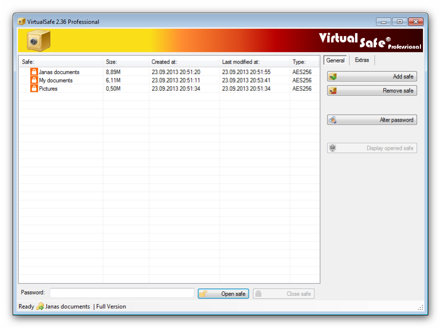 Virtual Safe Professional 3.5.3.0 Screenshot